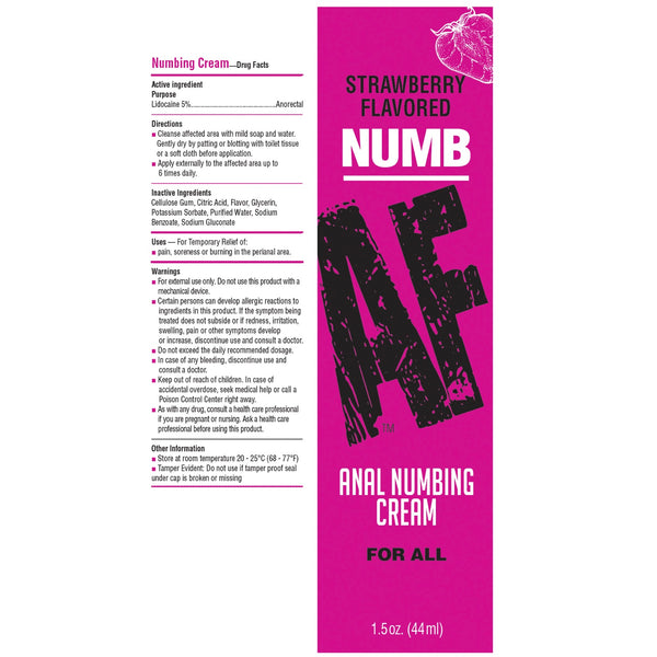 Numb AF Strawberry Anal Numbing Cream - 1.5 oz.