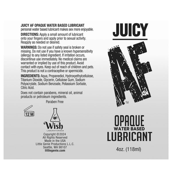 Little Genie Juicy AF Water-Based Creamy White Opaque Lubricant - 4 oz. - Extreme Toyz Singapore - https://extremetoyz.com.sg - Sex Toys and Lingerie Online Store - Bondage Gear / Vibrators / Electrosex Toys / Wireless Remote Control Vibes / Sexy Lingerie and Role Play / BDSM / Dungeon Furnitures / Dildos and Strap Ons &nbsp;/ Anal and Prostate Massagers / Anal Douche and Cleaning Aide / Delay Sprays and Gels / Lubricants and more...