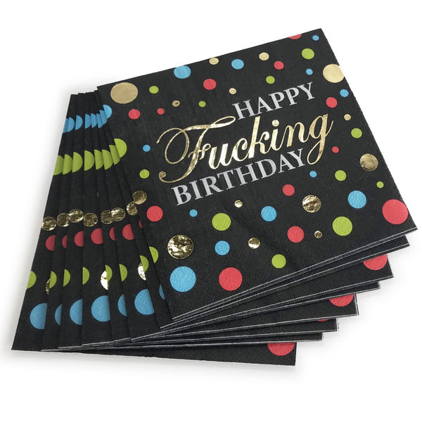 Little Genie Happy Fucking Birthday Cocktail Napkins - 8 Pack - Extreme Toyz Singapore - https://extremetoyz.com.sg - Sex Toys and Lingerie Online Store - Bondage Gear / Vibrators / Electrosex Toys / Wireless Remote Control Vibes / Sexy Lingerie and Role Play / BDSM / Dungeon Furnitures / Dildos and Strap Ons &nbsp;/ Anal and Prostate Massagers / Anal Douche and Cleaning Aide / Delay Sprays and Gels / Lubricants and more...