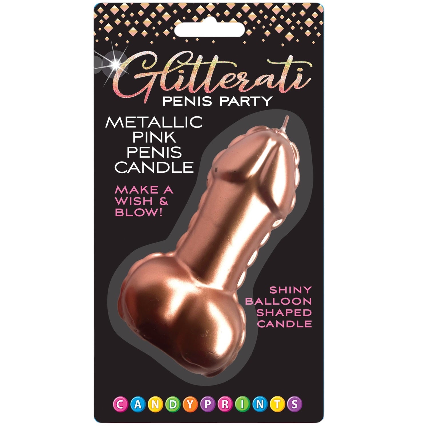 Glitterati Penis Party Metallic Pink Penis Candle