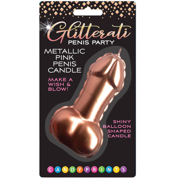 Glitterati Penis Party Metallic Pink Penis Candle