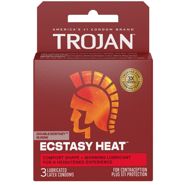 Ecstasy Heat Ultrasmooth & Intensified Lubricated Condoms - 3 Pack