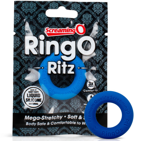 RingO Ritz Liquid Silicone Cock Ring - Blue