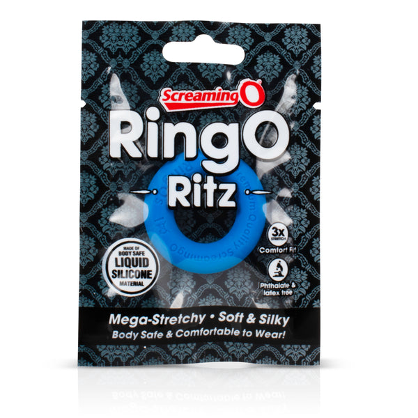 RingO Ritz Liquid Silicone Cock Ring - Blue