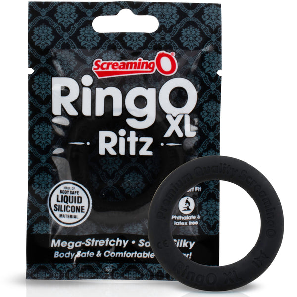 RingO Ritz XL Liquid Silicone Cock Ring - Black
