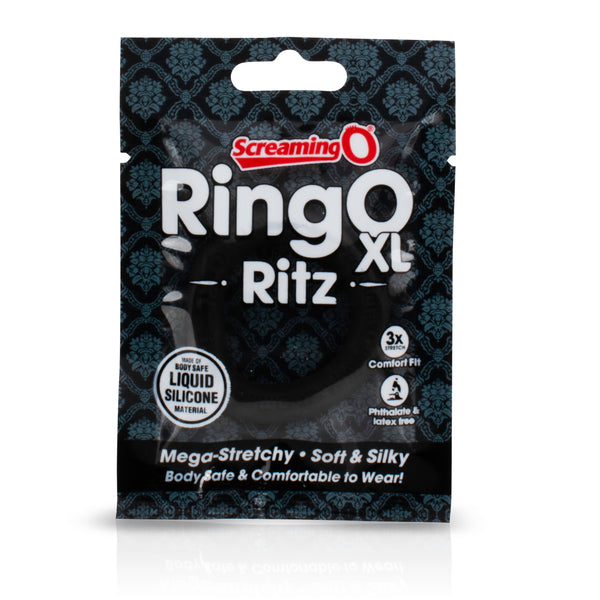 RingO Ritz XL Liquid Silicone Cock Ring - Black