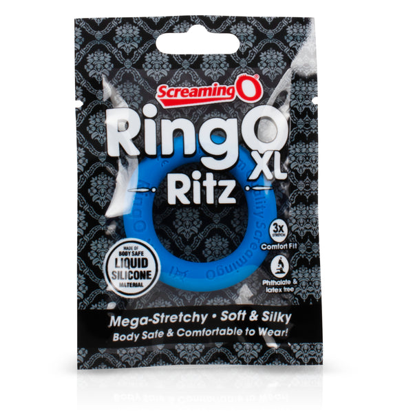 RingO Ritz XL Liquid Silicone Cock Ring - Blue