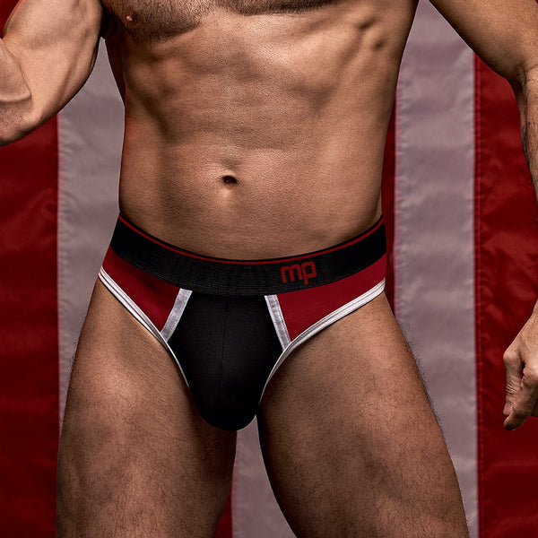 Male Power Retro Sport Panel Thong - Red - Extreme Toyz Singapore - https://extremetoyz.com.sg - Sex Toys and Lingerie Online Store - Bondage Gear / Vibrators / Electrosex Toys / Wireless Remote Control Vibes / Sexy Lingerie and Role Play / BDSM / Dungeon Furnitures / Dildos and Strap Ons &nbsp;/ Anal and Prostate Massagers / Anal Douche and Cleaning Aide / Delay Sprays and Gels / Lubricants and more...