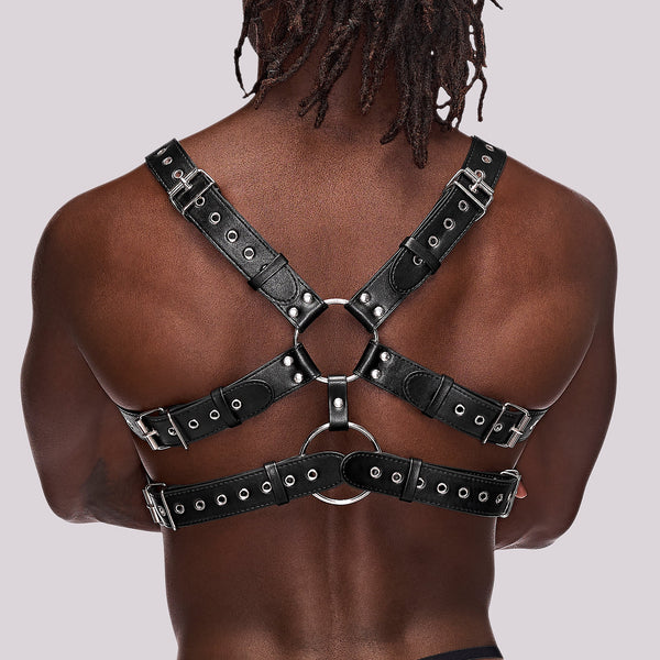 Male Power Faux Leather Gemini Chest Harness - Extreme Toyz Singapore - https://extremetoyz.com.sg - Sex Toys and Lingerie Online Store - Bondage Gear / Vibrators / Electrosex Toys / Wireless Remote Control Vibes / Sexy Lingerie and Role Play / BDSM / Dungeon Furnitures / Dildos and Strap Ons &nbsp;/ Anal and Prostate Massagers / Anal Douche and Cleaning Aide / Delay Sprays and Gels / Lubricants and more...