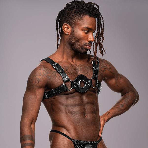 Male Power Faux Leather Libra Chest Harness - Extreme Toyz Singapore - https://extremetoyz.com.sg - Sex Toys and Lingerie Online Store - Bondage Gear / Vibrators / Electrosex Toys / Wireless Remote Control Vibes / Sexy Lingerie and Role Play / BDSM / Dungeon Furnitures / Dildos and Strap Ons &nbsp;/ Anal and Prostate Massagers / Anal Douche and Cleaning Aide / Delay Sprays and Gels / Lubricants and more...