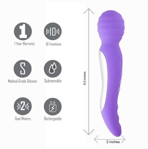 Maia Toys ZOE Twisty USB Rechargeable Dual Vibrating Pleasure Wand - Purple - Extreme Toyz Singapore - https://extremetoyz.com.sg - Sex Toys and Lingerie Online Store - Bondage Gear / Vibrators / Electrosex Toys / Wireless Remote Control Vibes / Sexy Lingerie and Role Play / BDSM / Dungeon Furnitures / Dildos and Strap Ons &nbsp;/ Anal and Prostate Massagers / Anal Douche and Cleaning Aide / Delay Sprays and Gels / Lubricants and more...