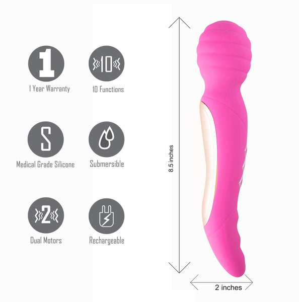 Maia Toys ZOE Twisty USB Rechargeable Dual Vibrating Pleasure Wand - Pink - Extreme Toyz Singapore - https://extremetoyz.com.sg - Sex Toys and Lingerie Online Store - Bondage Gear / Vibrators / Electrosex Toys / Wireless Remote Control Vibes / Sexy Lingerie and Role Play / BDSM / Dungeon Furnitures / Dildos and Strap Ons &nbsp;/ Anal and Prostate Massagers / Anal Douche and Cleaning Aide / Delay Sprays and Gels / Lubricants and more...