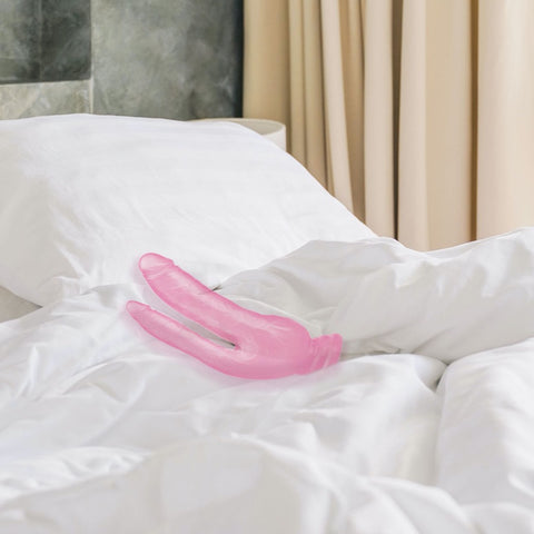 Me You Us Ultra Cock 8" Pink Jelly Double Penetrator Dildo - Extreme Toyz Singapore - https://extremetoyz.com.sg - Sex Toys and Lingerie Online Store - Bondage Gear / Vibrators / Electrosex Toys / Wireless Remote Control Vibes / Sexy Lingerie and Role Play / BDSM / Dungeon Furnitures / Dildos and Strap Ons  / Anal and Prostate Massagers / Anal Douche and Cleaning Aide / Delay Sprays and Gels / Lubricants and more...