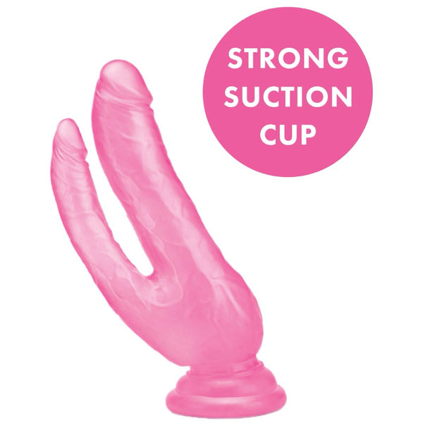Me You Us Ultra Cock 8" Pink Jelly Double Penetrator Dildo - Extreme Toyz Singapore - https://extremetoyz.com.sg - Sex Toys and Lingerie Online Store - Bondage Gear / Vibrators / Electrosex Toys / Wireless Remote Control Vibes / Sexy Lingerie and Role Play / BDSM / Dungeon Furnitures / Dildos and Strap Ons  / Anal and Prostate Massagers / Anal Douche and Cleaning Aide / Delay Sprays and Gels / Lubricants and more...