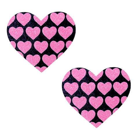 Neva Nude Pink Heart NEON Valentines Black Glitter I Heart U Nipple Cover Pasties - Extreme Toyz Singapore - https://extremetoyz.com.sg - Sex Toys and Lingerie Online Store - Bondage Gear / Vibrators / Electrosex Toys / Wireless Remote Control Vibes / Sexy Lingerie and Role Play / BDSM / Dungeon Furnitures / Dildos and Strap Ons &nbsp;/ Anal and Prostate Massagers / Anal Douche and Cleaning Aide / Delay Sprays and Gels / Lubricants and more...