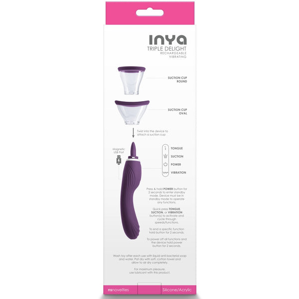 INYA Triple Delight Rechargeable Clitoral Stimulator with Suction Cups