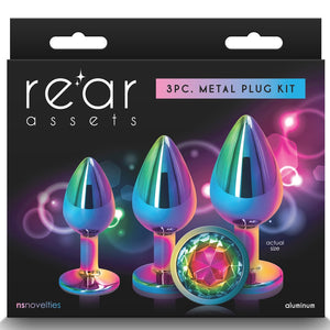 Rear Assets Trainer Kit 3 Piece Aluminum Butt Plugs - Rainbow