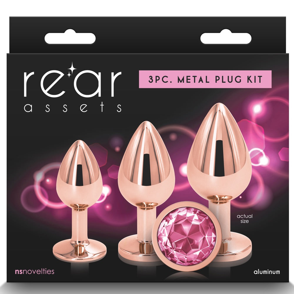 Rear Assets Trainer Kit 3 Piece Aluminum Butt Plugs - Rose Gold