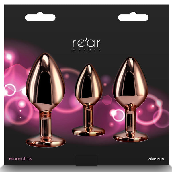 Rear Assets Trainer Kit 3 Piece Aluminum Butt Plugs - Rose Gold