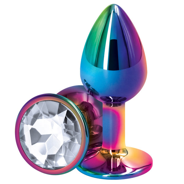 Rear Assets Rainbow Clear Aluminum Butt Plug - Small