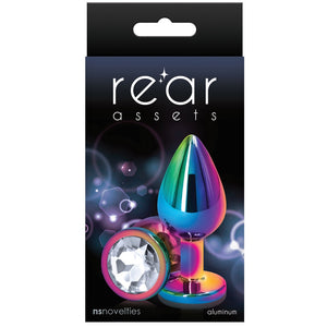 Rear Assets Rainbow Clear Aluminum Butt Plug - Medium