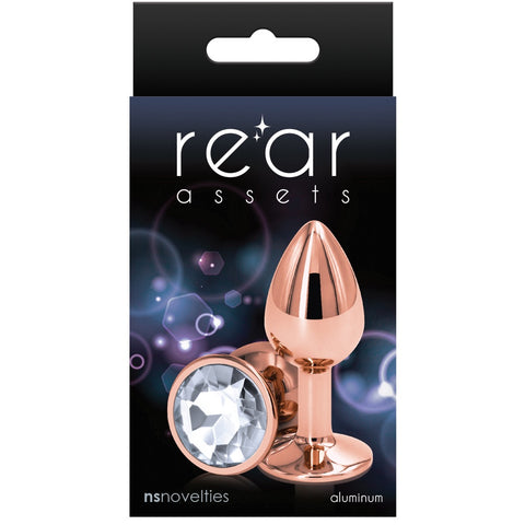 Rear Assets Rose Gold Clear Aluminum Butt Plug - Small