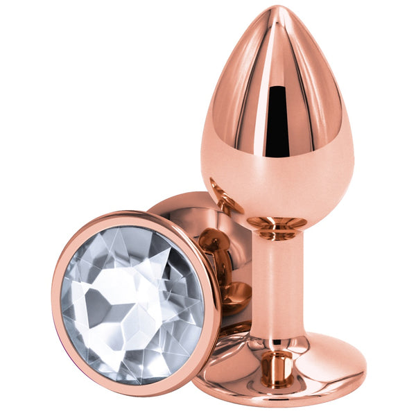 Rear Assets Rose Gold Clear Aluminum Butt Plug - Small