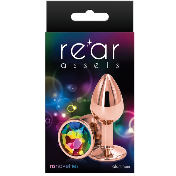 Rear Assets Rose Gold Rainbow Aluminum Butt Plug - Small