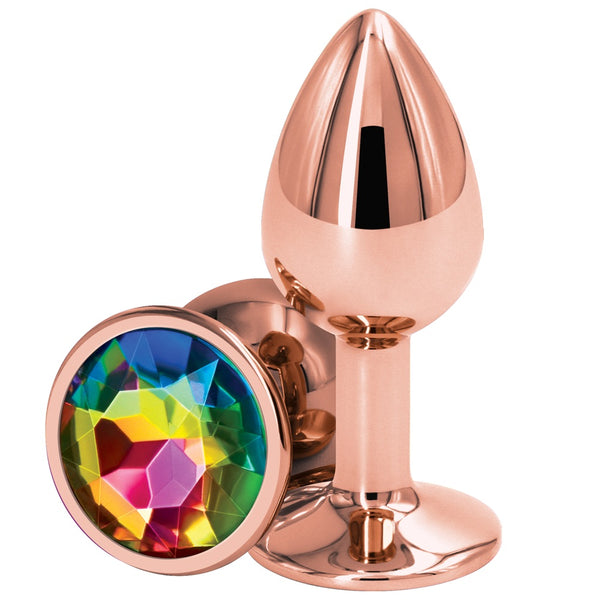 Rear Assets Rose Gold Rainbow Aluminum Butt Plug - Small