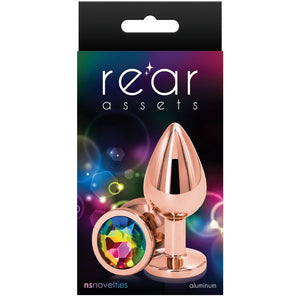 Rear Assets Rose Gold Rainbow Aluminum Butt Plug - Medium