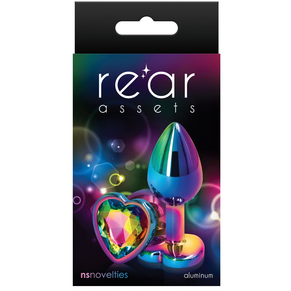 Rear Assets Rainbow Heart Aluminum Butt Plug - Small