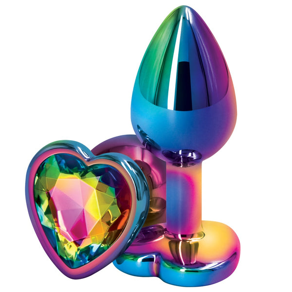 Rear Assets Rainbow Heart Aluminum Butt Plug - Small