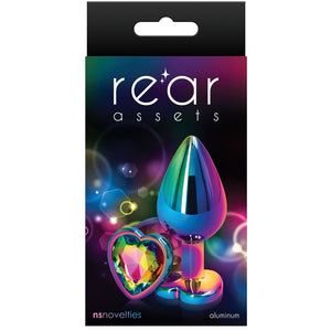 Rear Assets Rainbow Heart Aluminum Butt Plug - Medium