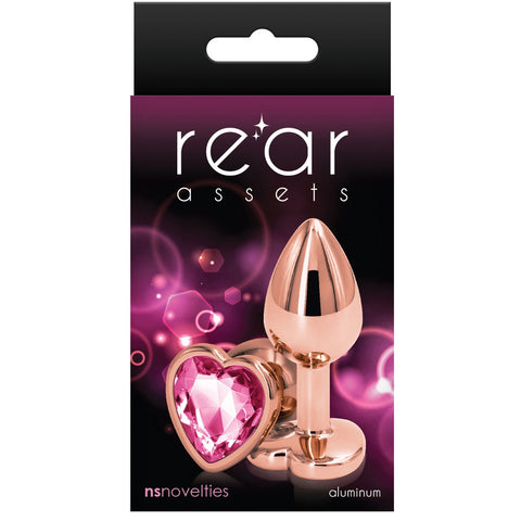 Rear Assets Rose Gold Pink Heart Aluminum Butt Plug - Small