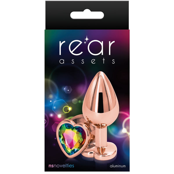 Rear Assets Rose Gold Pink Heart Aluminum Butt Plug - Medium