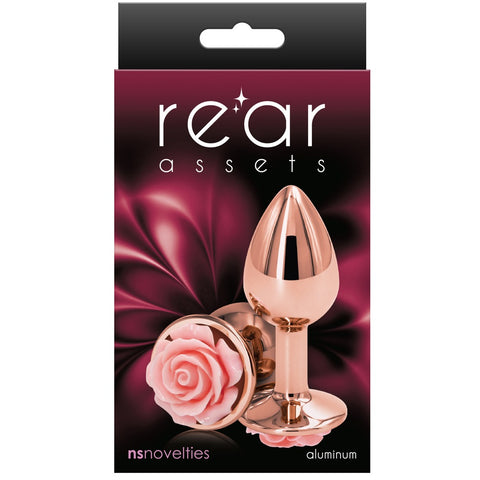 Rear Assets Rose Gold Pink Rose Aluminum Butt Plug - Small