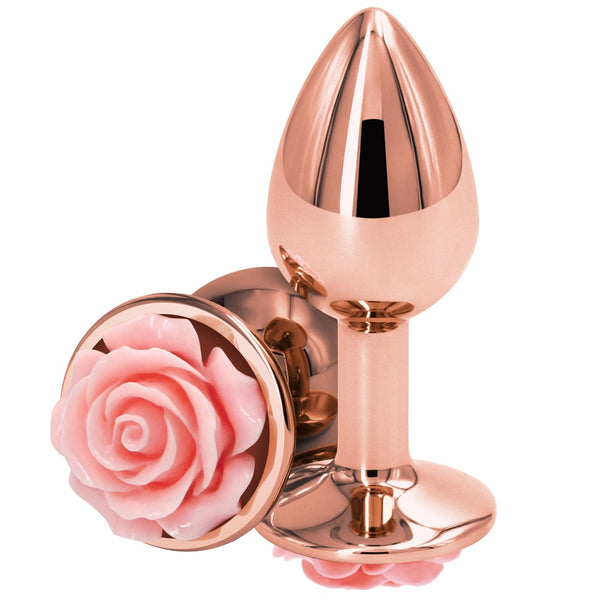 Rear Assets Rose Gold Pink Rose Aluminum Butt Plug - Small