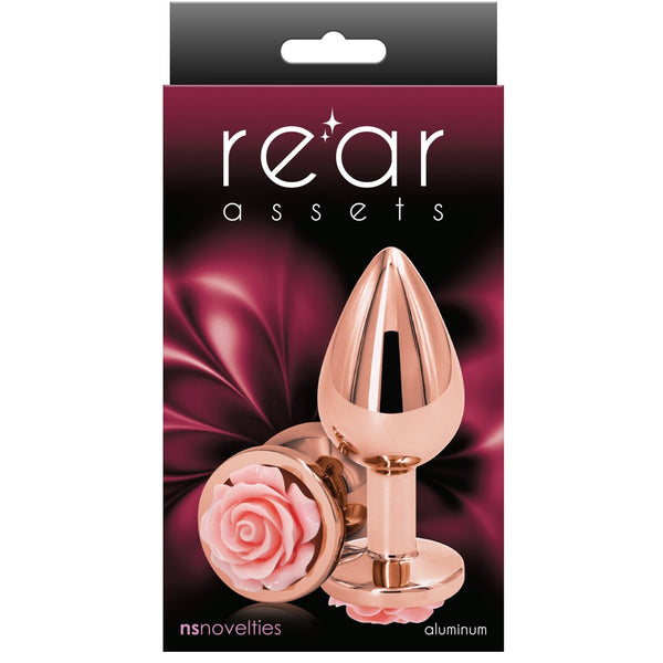 Rear Assets Rose Gold Pink Rose Aluminum Butt Plug - Medium