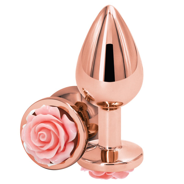 Rear Assets Rose Gold Pink Rose Aluminum Butt Plug - Medium