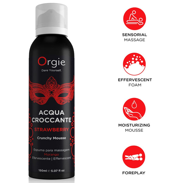 Orgie Acqua Croccante Massage Crunchy Mousse - Strawberry 150ml  - Extreme Toyz Singapore - https://extremetoyz.com.sg - Sex Toys and Lingerie Online Store - Bondage Gear / Vibrators / Electrosex Toys / Wireless Remote Control Vibes / Sexy Lingerie and Role Play / BDSM / Dungeon Furnitures / Dildos and Strap Ons  / Anal and Prostate Massagers / Anal Douche and Cleaning Aide / Delay Sprays and Gels / Lubricants and more...