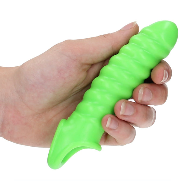 Shots America Ouch! Glow In The Dark Swirl Stretchy Penis Sleeve - 6.2" - Extreme Toyz Singapore - https://extremetoyz.com.sg - Sex Toys and Lingerie Online Store - Bondage Gear / Vibrators / Electrosex Toys / Wireless Remote Control Vibes / Sexy Lingerie and Role Play / BDSM / Dungeon Furnitures / Dildos and Strap Ons &nbsp;/ Anal and Prostate Massagers / Anal Douche and Cleaning Aide / Delay Sprays and Gels / Lubricants and more...