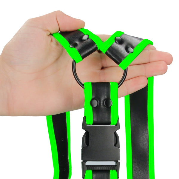 Shots America Ouch! Glow In The Dark Bonded Leather Buckle Harness - L/XL - Extreme Toyz Singapore - https://extremetoyz.com.sg - Sex Toys and Lingerie Online Store - Bondage Gear / Vibrators / Electrosex Toys / Wireless Remote Control Vibes / Sexy Lingerie and Role Play / BDSM / Dungeon Furnitures / Dildos and Strap Ons &nbsp;/ Anal and Prostate Massagers / Anal Douche and Cleaning Aide / Delay Sprays and Gels / Lubricants and more...