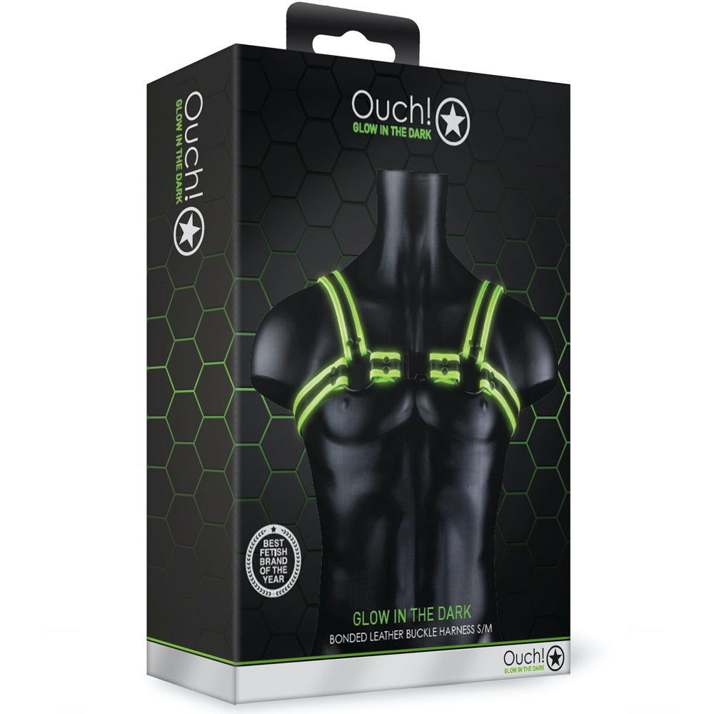 Shots America Ouch! Glow In The Dark Bonded Leather Buckle Harness - S/M - Extreme Toyz Singapore - https://extremetoyz.com.sg - Sex Toys and Lingerie Online Store - Bondage Gear / Vibrators / Electrosex Toys / Wireless Remote Control Vibes / Sexy Lingerie and Role Play / BDSM / Dungeon Furnitures / Dildos and Strap Ons &nbsp;/ Anal and Prostate Massagers / Anal Douche and Cleaning Aide / Delay Sprays and Gels / Lubricants and more...