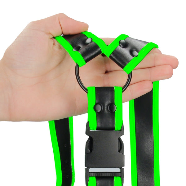 Shots America Ouch! Glow In The Dark Bonded Leather Buckle Harness - S/M - Extreme Toyz Singapore - https://extremetoyz.com.sg - Sex Toys and Lingerie Online Store - Bondage Gear / Vibrators / Electrosex Toys / Wireless Remote Control Vibes / Sexy Lingerie and Role Play / BDSM / Dungeon Furnitures / Dildos and Strap Ons &nbsp;/ Anal and Prostate Massagers / Anal Douche and Cleaning Aide / Delay Sprays and Gels / Lubricants and more...