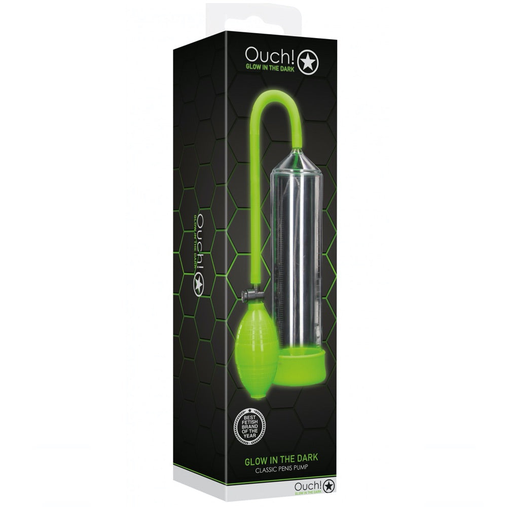 Shots America Ouch! Glow In The Dark Classic Penis Pump - Extreme Toyz Singapore - https://extremetoyz.com.sg - Sex Toys and Lingerie Online Store - Bondage Gear / Vibrators / Electrosex Toys / Wireless Remote Control Vibes / Sexy Lingerie and Role Play / BDSM / Dungeon Furnitures / Dildos and Strap Ons &nbsp;/ Anal and Prostate Massagers / Anal Douche and Cleaning Aide / Delay Sprays and Gels / Lubricants and more...