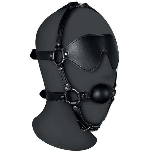 Shots America Ouch! Xtreme Blindfolded Head Harness with Solid Ball Gag - Extreme Toyz Singapore - https://extremetoyz.com.sg - Sex Toys and Lingerie Online Store - Bondage Gear / Vibrators / Electrosex Toys / Wireless Remote Control Vibes / Sexy Lingerie and Role Play / BDSM / Dungeon Furnitures / Dildos and Strap Ons  / Anal and Prostate Massagers / Anal Douche and Cleaning Aide / Delay Sprays and Gels / Lubricants and more...