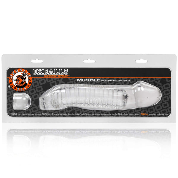 OXBALLS MUSCLE Original Smooth Cocksheath With Adjustable Fit - Clear - Extreme Toyz Singapore - https://extremetoyz.com.sg - Sex Toys and Lingerie Online Store - Bondage Gear / Vibrators / Electrosex Toys / Wireless Remote Control Vibes / Sexy Lingerie and Role Play / BDSM / Dungeon Furnitures / Dildos and Strap Ons &nbsp;/ Anal and Prostate Massagers / Anal Douche and Cleaning Aide / Delay Sprays and Gels / Lubricants and more...