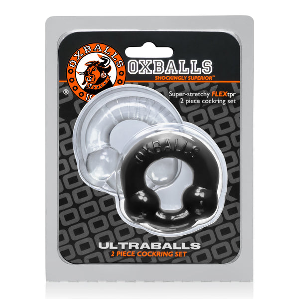 OXBALLS ULTRABALLS 2 Piece Cockring Set - Black/Clear - Extreme Toyz Singapore - https://extremetoyz.com.sg - Sex Toys and Lingerie Online Store - Bondage Gear / Vibrators / Electrosex Toys / Wireless Remote Control Vibes / Sexy Lingerie and Role Play / BDSM / Dungeon Furnitures / Dildos and Strap Ons &nbsp;/ Anal and Prostate Massagers / Anal Douche and Cleaning Aide / Delay Sprays and Gels / Lubricants and more...