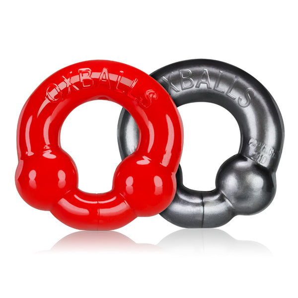 OXBALLS ULTRABALLS 2 Piece Cockring Set - Red/Steel - Extreme Toyz Singapore - https://extremetoyz.com.sg - Sex Toys and Lingerie Online Store - Bondage Gear / Vibrators / Electrosex Toys / Wireless Remote Control Vibes / Sexy Lingerie and Role Play / BDSM / Dungeon Furnitures / Dildos and Strap Ons &nbsp;/ Anal and Prostate Massagers / Anal Douche and Cleaning Aide / Delay Sprays and Gels / Lubricants and more...