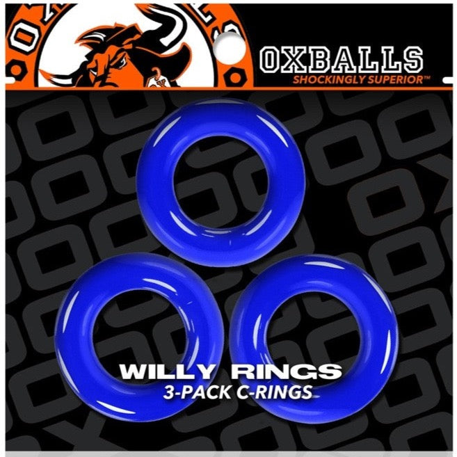 OXBALLS WILLY RINGS 3-Pack Cockrings - Blue - Extreme Toyz Singapore - https://extremetoyz.com.sg - Sex Toys and Lingerie Online Store - Bondage Gear / Vibrators / Electrosex Toys / Wireless Remote Control Vibes / Sexy Lingerie and Role Play / BDSM / Dungeon Furnitures / Dildos and Strap Ons &nbsp;/ Anal and Prostate Massagers / Anal Douche and Cleaning Aide / Delay Sprays and Gels / Lubricants and more...